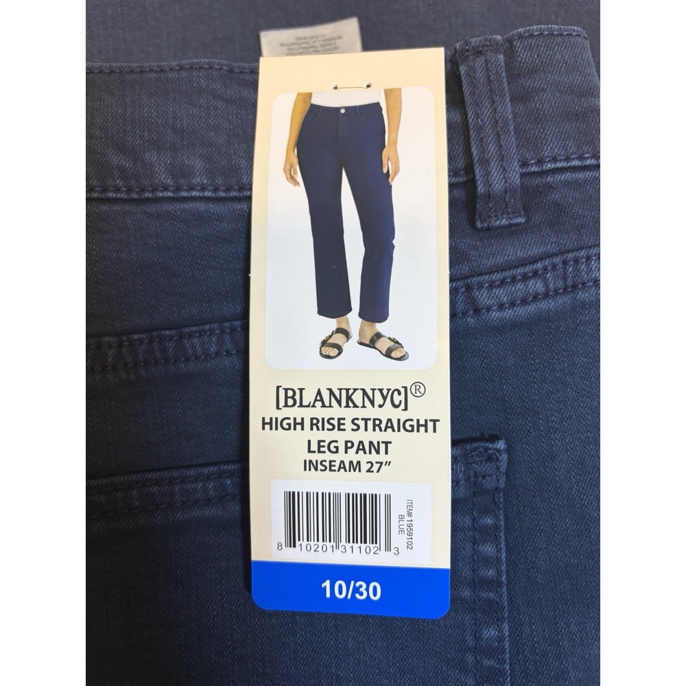 BLANK NYC High Rise Straight Leg Pant ~10/30~Dark Wash Blue Jeans 27" Inseam NWT - Picture 2 of 14